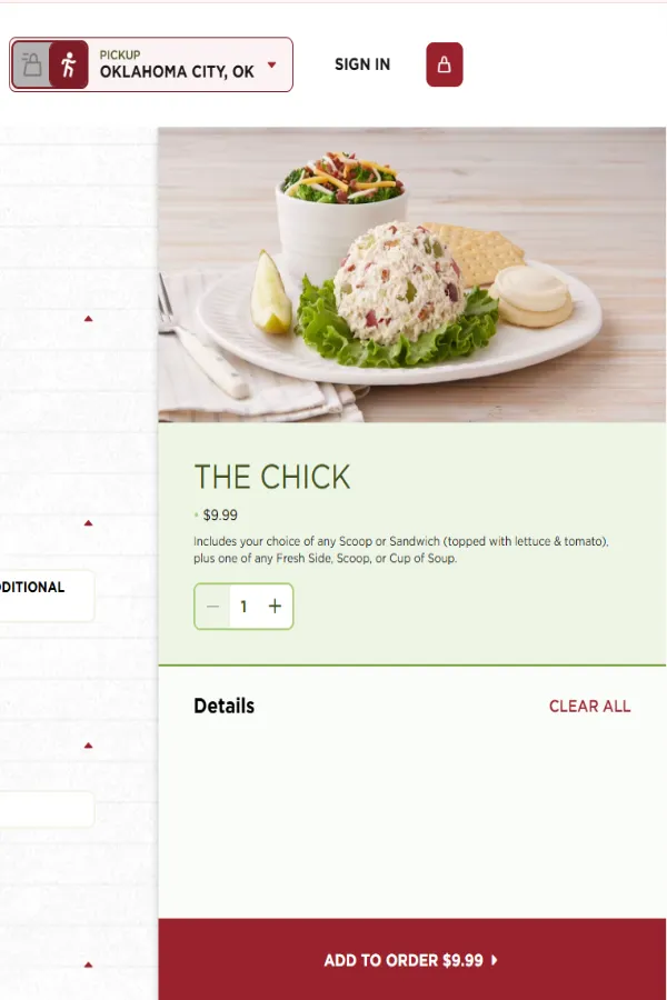 Chicken Salad Chick The Chick 3 How to Order The Chick menu