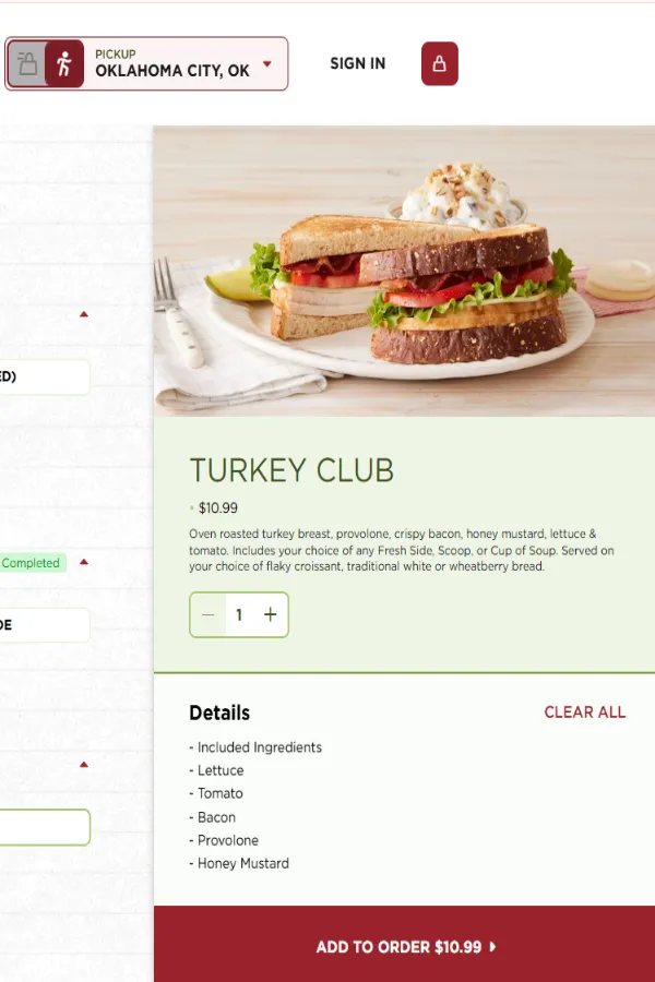 Chicken Salad Chick Turkey Club 3 How to order Turkey Club