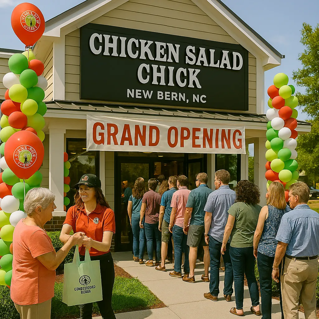 Chicken Salad Chick Opens 310th Location in New Bern, NC – Fresh Southern Chicken Salad 3 Grand Opening Highlights Chicken salad Chicks