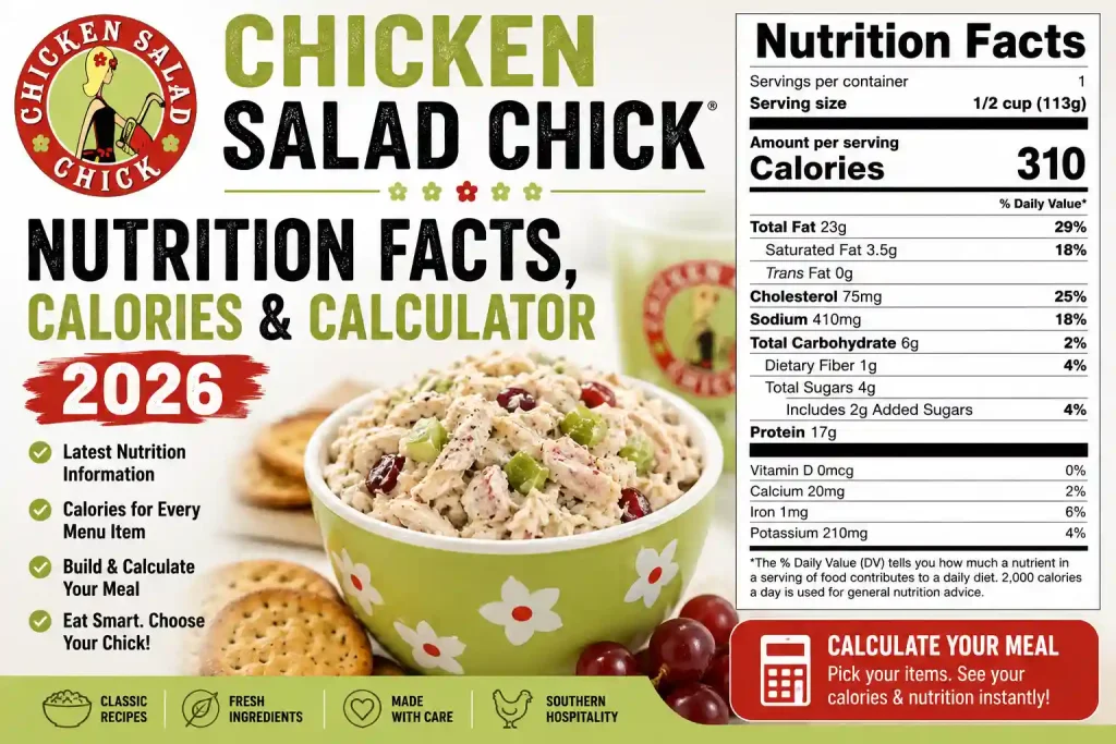 Chicken Salad Chick Nutrition 1 Chicken Salad Chick Nutrition Facts, Calories & Calculator 2026